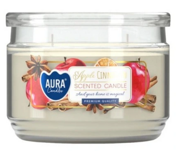 Bispol Świeca Zapachowa  w szkle z dwoma knotami 280 ml  Jabłko-Cynamon