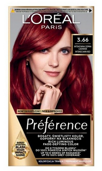 L'Oreal Paris Feria Preference Farba do włosów 3.66 Intensywna Ciemna Czerwień