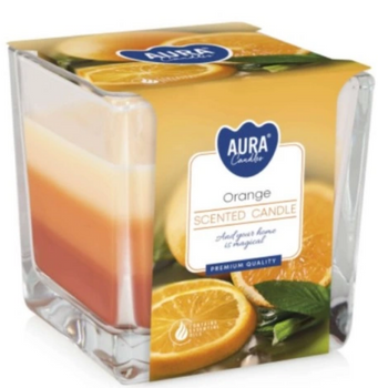 Bispol Świeca zapachowa w szkle trójkolorowa 170 g Pomarańcza