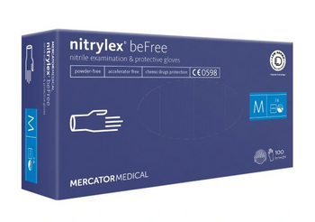 Mercator Nitrylex BeFree Rękawiczki jednorazowe bezpudrowe M 100 szt. Niebieskie