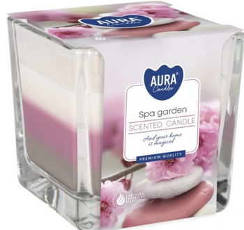 Bispol Świeca zapachowa w szkle trójkolorowa 170 g  Ogród SPA