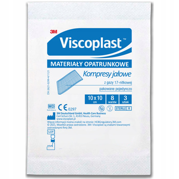 Viscoplast Kompres gazowy jałowy bawełniany 3 szt  10x10 cm