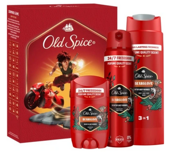 Zestaw prezentowy Old Spice Bearglove Dezodorant w sztycie 50 ml + Dezodorant w sprayu 150 ml + Żel pod prysznic 250 ml