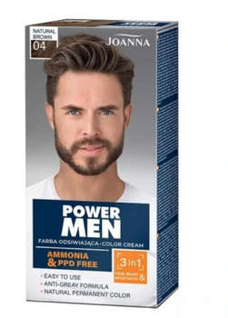 Joanna Power Men 3w1 Farba do włosów, brody i wąsów 04 Natural Brown 30 g