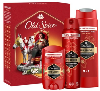 Zestaw prezentowy Old Spice Epic Legend Knight Dezodorant w sztycie 50 ml + Dezodorant w sprayu 150 ml + Żel pod prysznic 250 ml