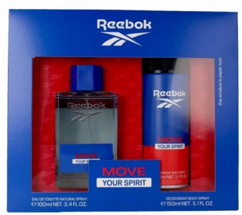 Reebok Move Your Spirit Męski Zestaw Upominkowy Dezodorant 150 ml + Woda Toaletowa 100 ml