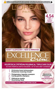 L'Oreal Paris Excellence Creme Farba do włosów  4.54 Brąz Mahoniowo-Miedziany