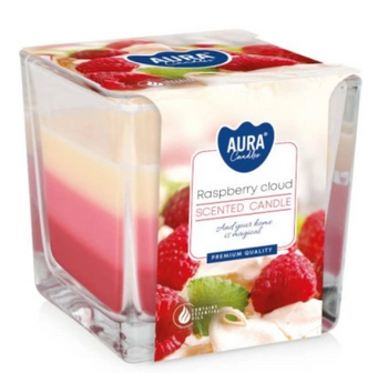 Bispol Świeca zapachowa w szkle trójkolorowa 170 g  Malinowa chmurka