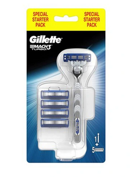 Gillette Mach 3 Turbo Maszynka do golenia + 5 szt. wkład do maszynki