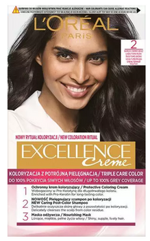 L'Oreal Paris Excellence Creme Farba do włosów 2 Bardzo Ciemny Brąz