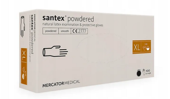  Mercator Santex Powdered Rękawiczki jednorazowe lateksowe pudrowane XL 100 szt.Kremowe