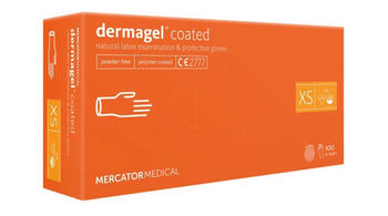 Mercator Dermagel Coated Rękawiczki jednorazowe lateksowe XS 100 szt.Białe