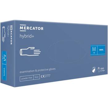 Mercator Hybrid+ Rękawiczki jednorazowe winylowo-nitrylowe bezpudrowe M 100 sztuk  Niebieskie