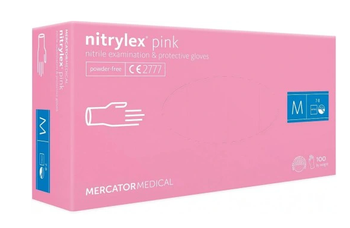 Mercator Medical Nitrylex Pink Rękawiczki jednorazowe winylowo-nitrylowe bezpudrowe M 100 sztuk  Różowe